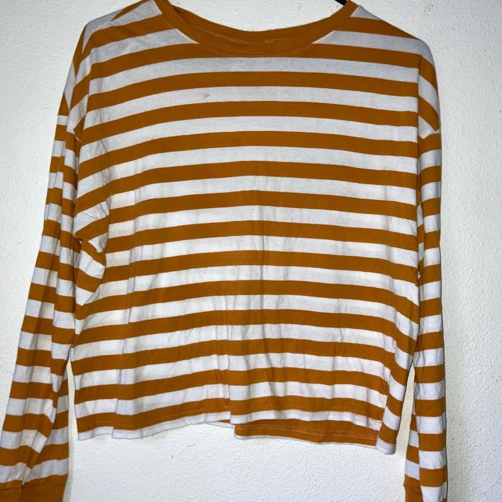 Orange Striped Loose Crop Top